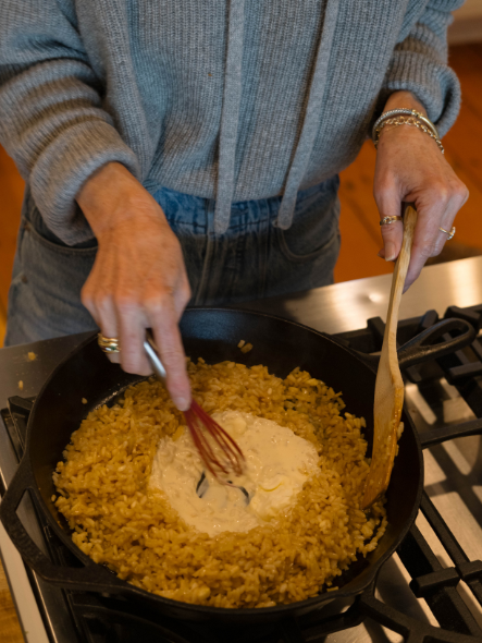 risotto with mascarpone whisking